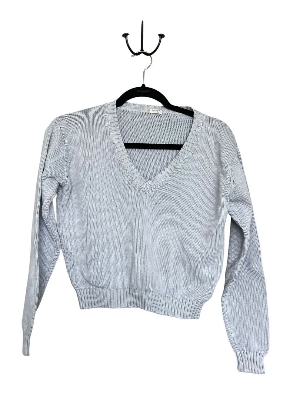 Brandy Melville Light Blue V-Neck Knit Sweater